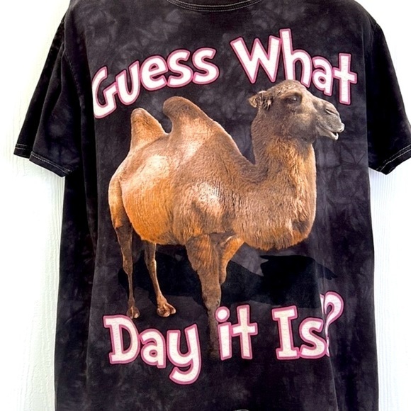 Gildan - Black Tie Dye Guess What Day It Is ? Camel Graphic T Shirt Size XL - Picture 3 of 11